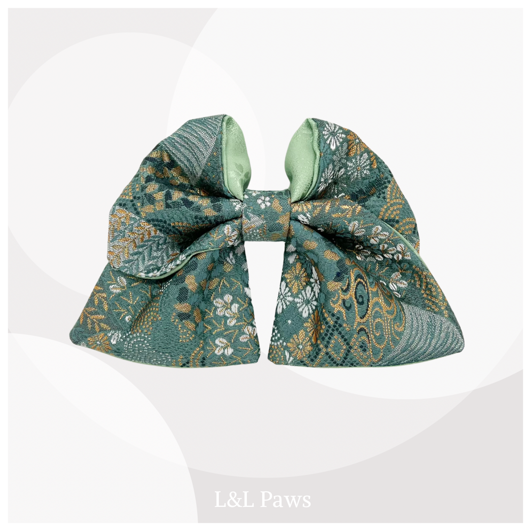 きらめき 青碧扇 京都西陣織金襴の和リボン