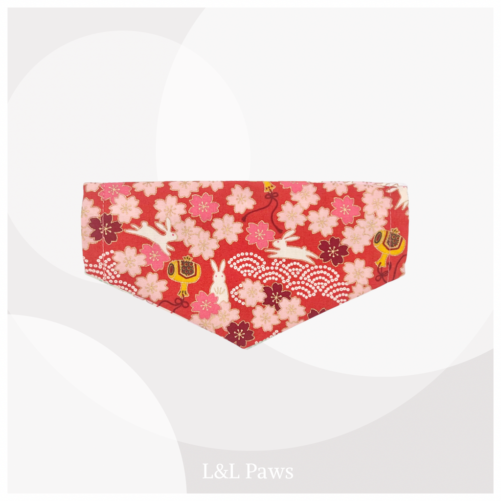 桜うさぎ　赤　ミニバンダナ