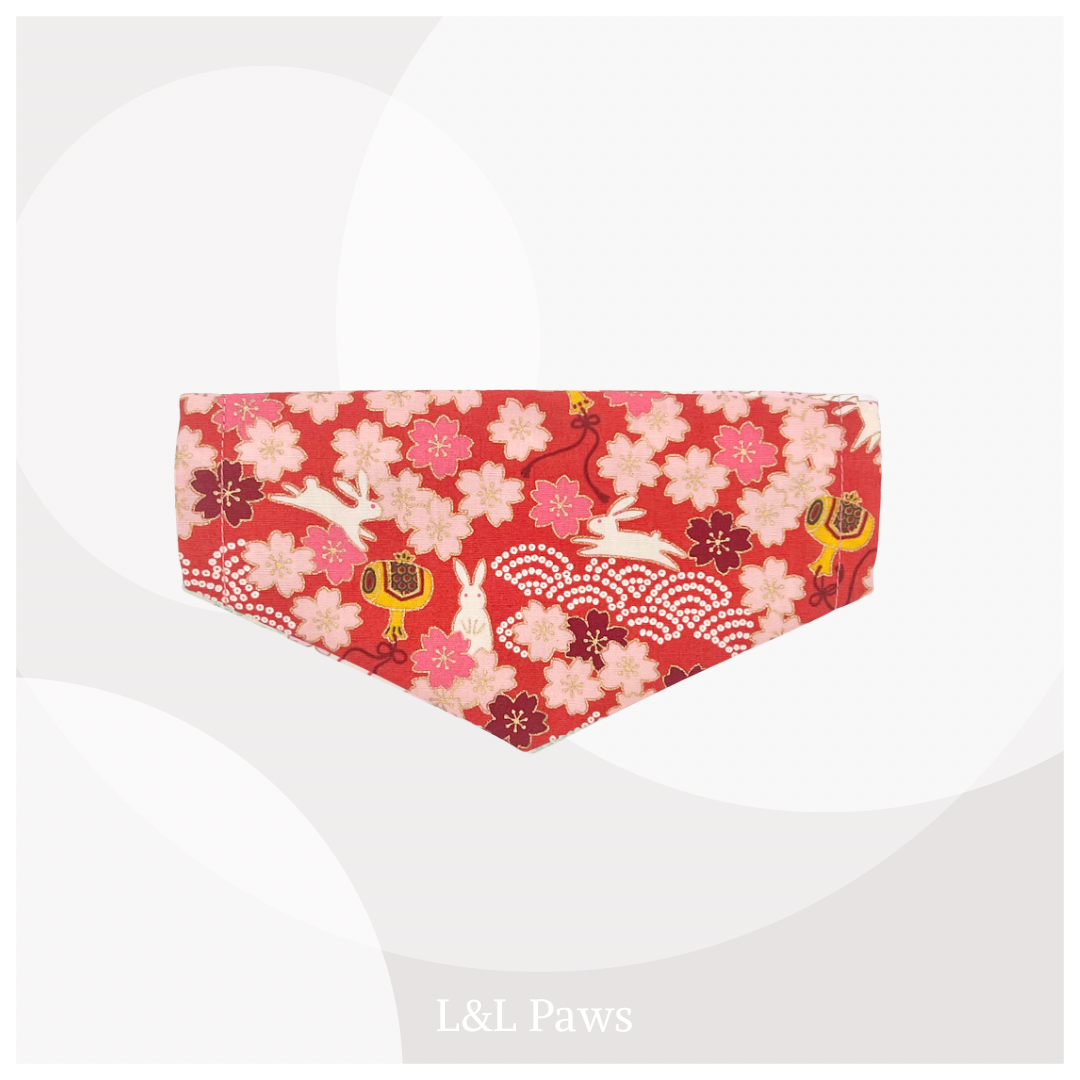 桜うさぎ　赤　ミニバンダナ