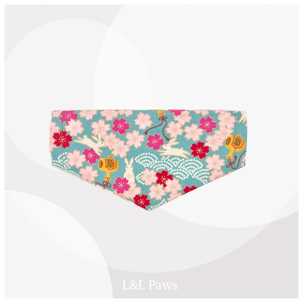 桜うさぎ　青　ミニバンダナ