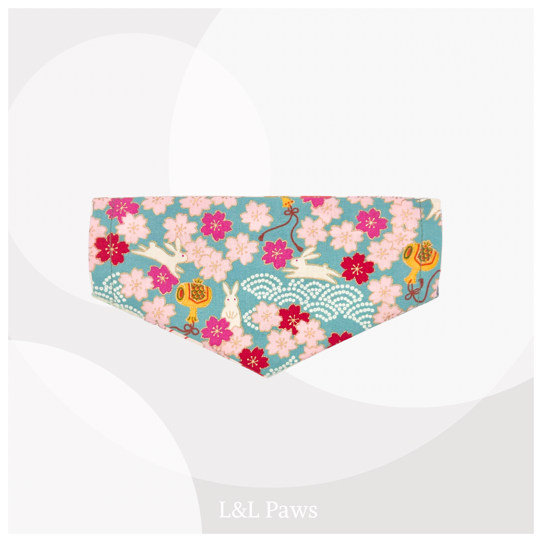 桜うさぎ　青　ミニバンダナ