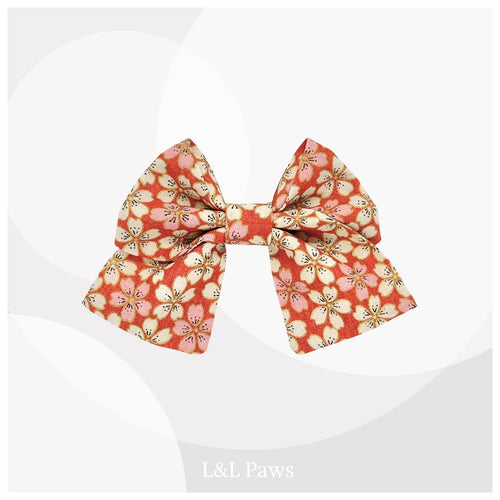 きみに桜。金彩コットンのミニ和リボン Mini Ribbon Bowties ミニ和リボン 犬 猫 ペット 和柄 日本製 手作り ギフト エルエルポウズ