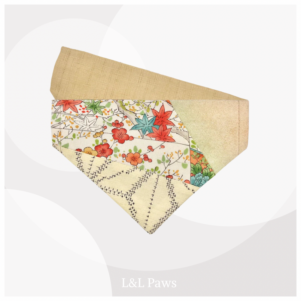 かわいい輝き 正絹 はぎれ和バンダナ Authentic Japanese Bandanas 和なバンダナ 犬 猫 ペット 和柄 日本製 手作り ギフト エルエルポウズ