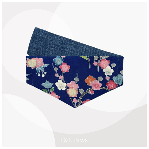 花小紋 正絹 - ミニバンダナ MIni Bandanas ミニバンダナ 犬 猫 ペット 和柄 日本製 手作り ギフト エルエルポウズ