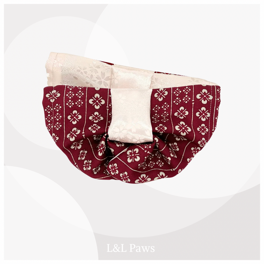 粋な垂れ桜きもの 正絹 - 帯バンダナ Obi Bow Bandanas 帯バンダナ 犬 猫 ペット 和柄 日本製 手作り ギフト エルエルポウズ
