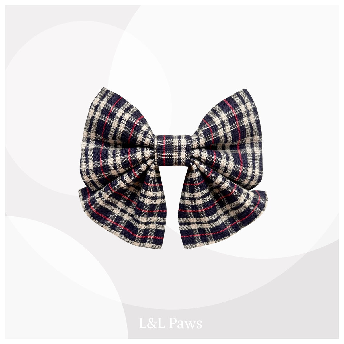 Bota-ori Navy and Pink Plaid - Sailor Ribbon Bow Tie