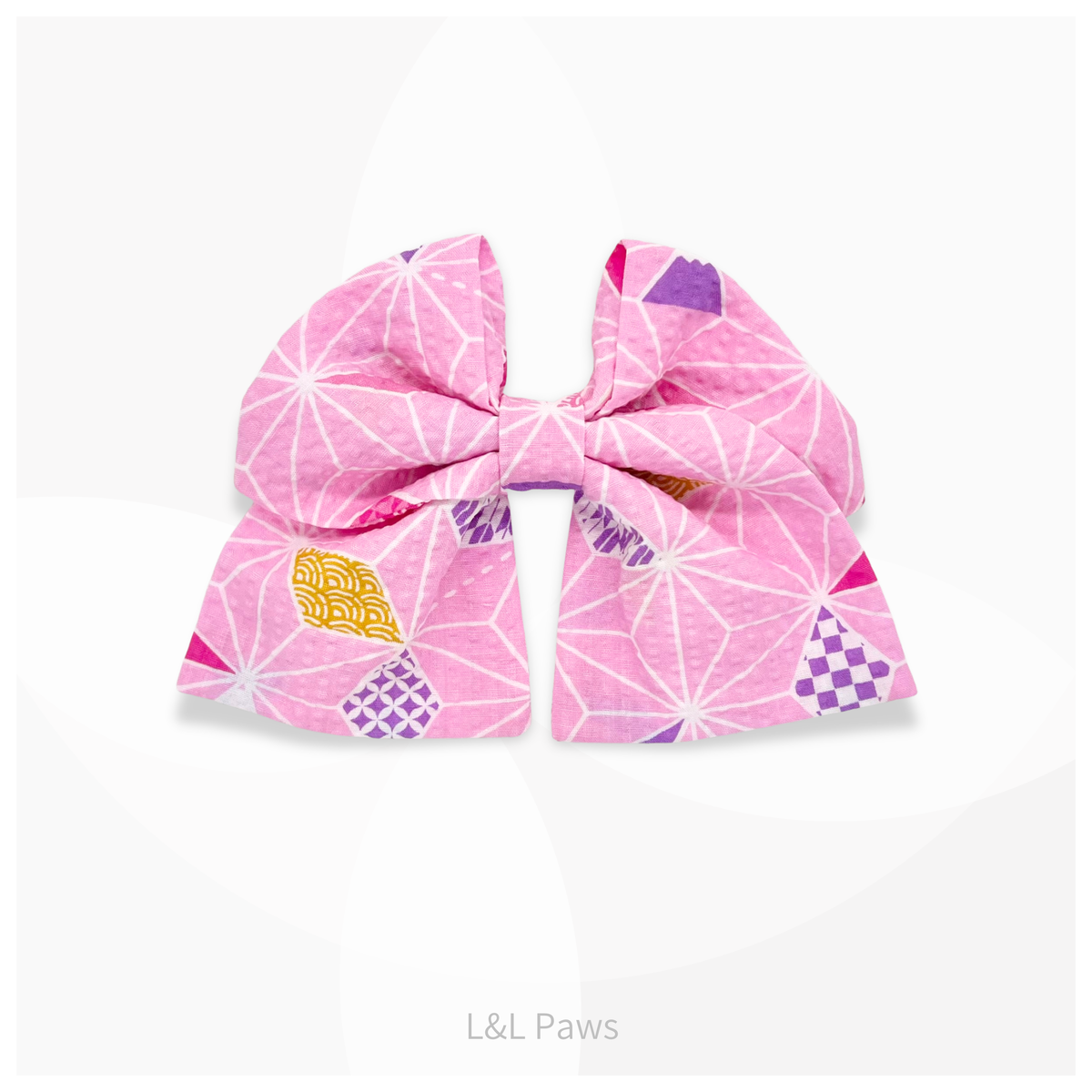 風をむすぶ 麻の葉 ピンク 和リボン Authentic Ribbon Bowties 和リボン 犬 猫 ペット 和柄 日本製 手作り ギフト エルエルポウズ