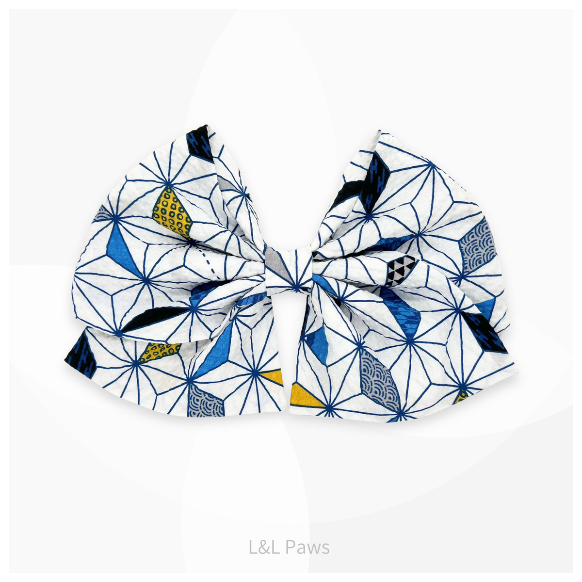 風をむすぶ 麻の葉 青 帯リボン Obi Ribbon Bow Tie 帯リボン 犬 猫 ペット 和柄 日本製 手作り ギフト エルエルポウズ