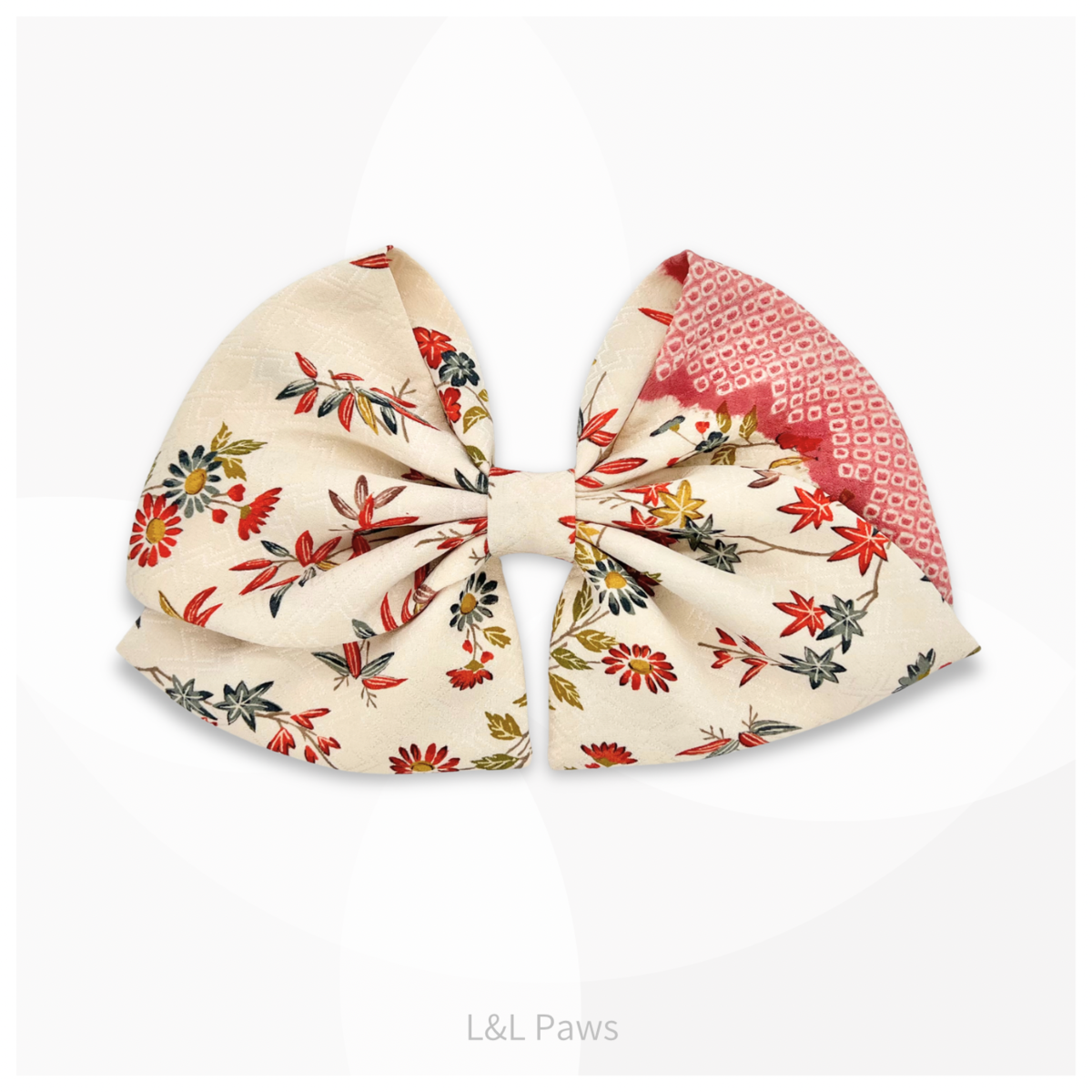Silk Tango Chirimen | Obi Ribbon Bow Tie | Chrysanthemum and Maple