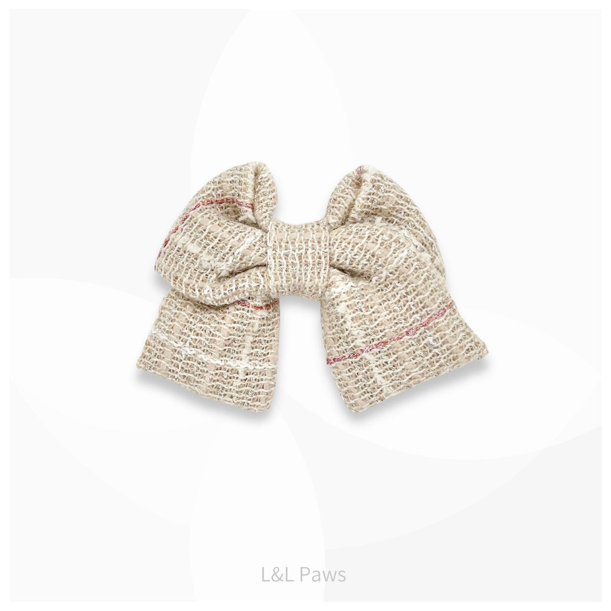 尾州生地のミニ和リボン ベージュ｜きみにスターダスト Mini Ribbon Bowties ミニ和リボン 犬 猫 ペット 和柄 日本製 手作り ギフト エルエルポウズ