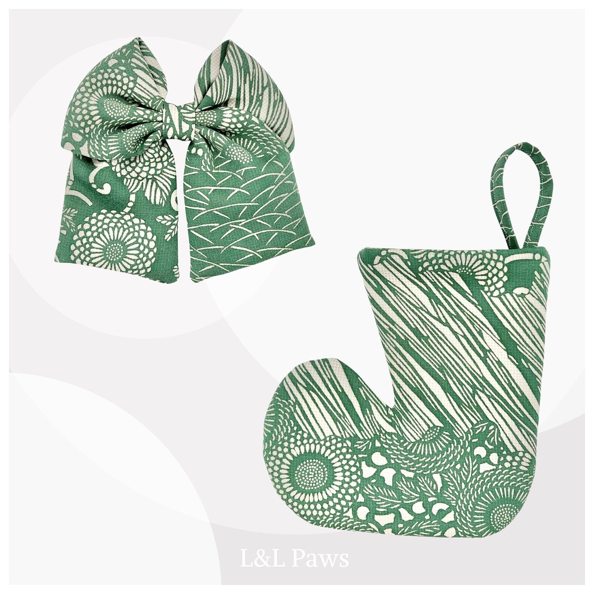 明るい菊 正絹 - 和リボンと靴下の飾り