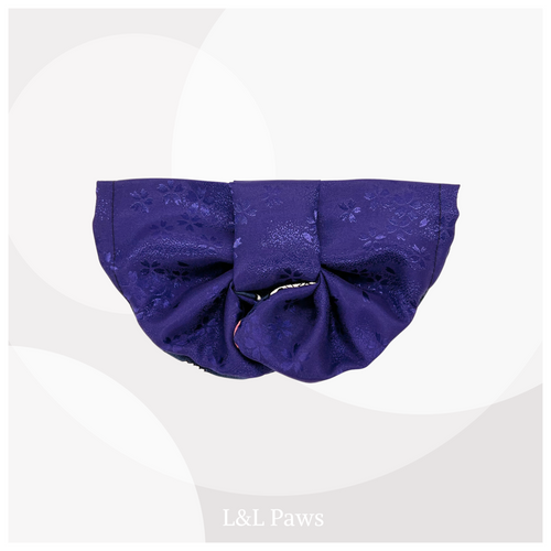 祝い鶴 青 - 帯バンダナ Obi Bow Bandanas 帯バンダナ 犬 猫 ペット 和柄 日本製 手作り ギフト エルエルポウズ