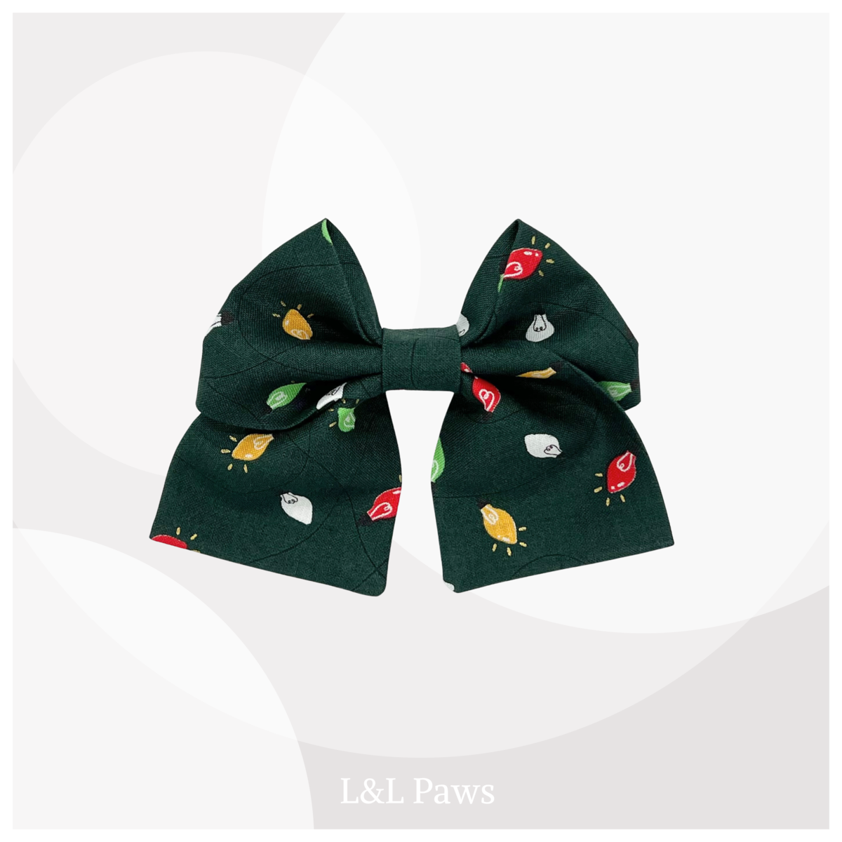 Happy Holidays! Cute Christmas Lights! Green - Mini Ribbon Bowtie