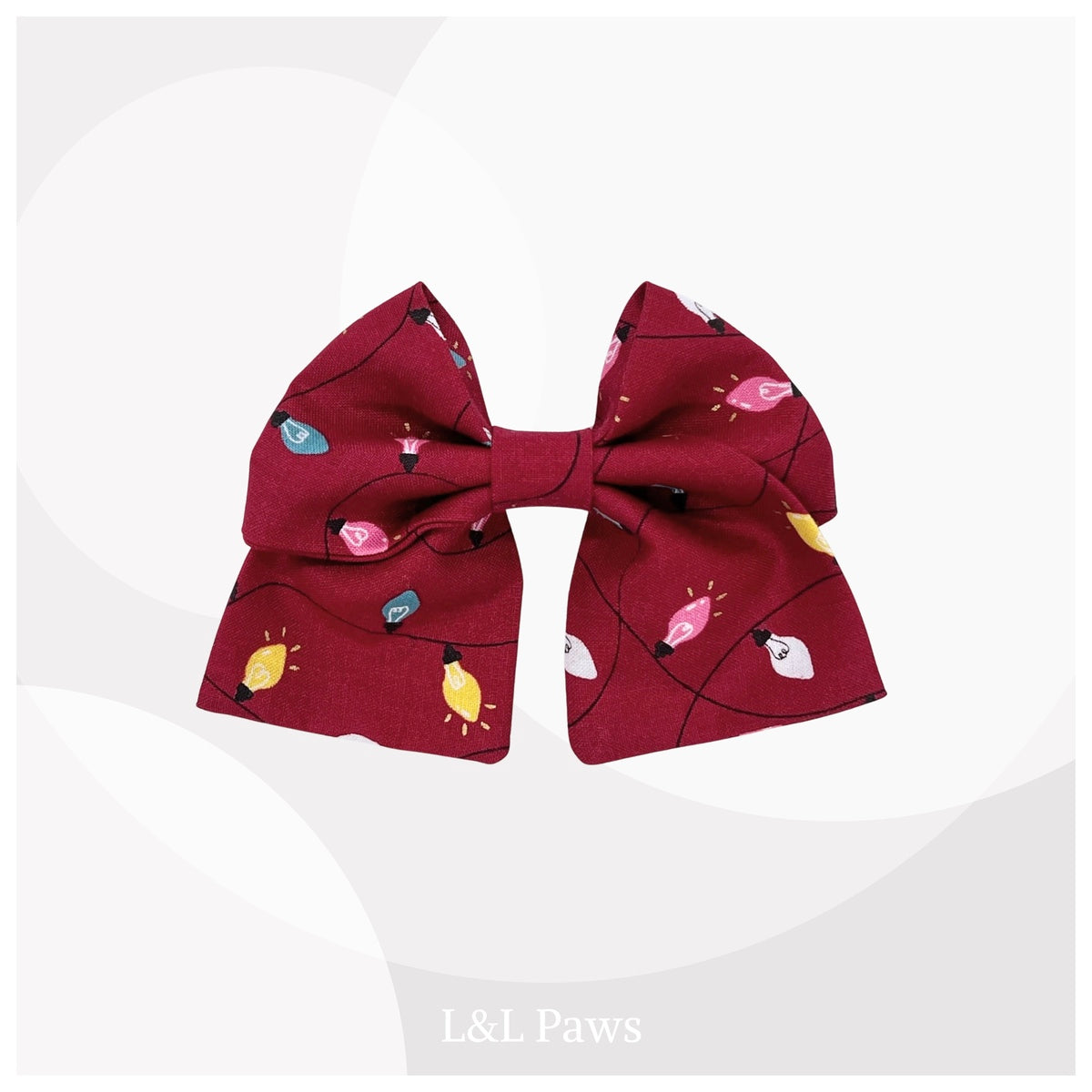 Happy Holidays! Cute Christmas Lights! Red - Mini Ribbon Bowtie