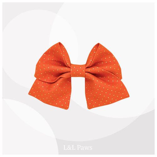 かわいい金ドット 橙 ミニ和リボン Mini Ribbon Bowties ミニ和リボン 犬 猫 ペット 和柄 日本製 手作り ギフト エルエルポウズ