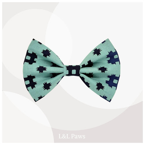 クールな君に 十字と井桁 浴衣地 ビッグ蝶ネクタイ Big Bow ties ビッグ蝶ネクタイ 犬 猫 ペット 和柄 日本製 手作り ギフト エルエルポウズ