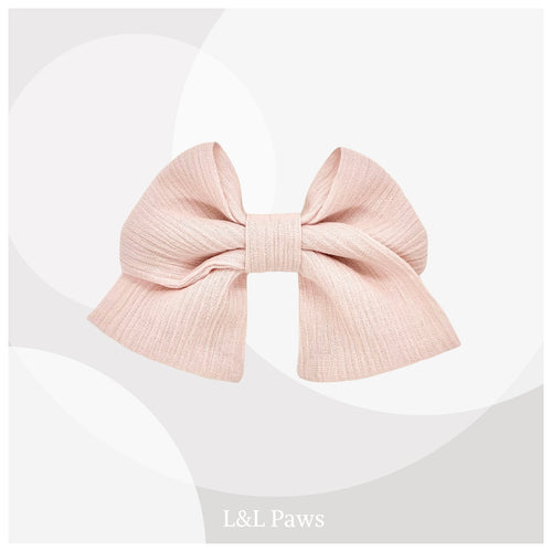 薄ピンク 高島ちぢみ ミニ和リボン Mini Ribbon Bowties ミニ和リボン 犬 猫 ペット 和柄 日本製 手作り ギフト エルエルポウズ
