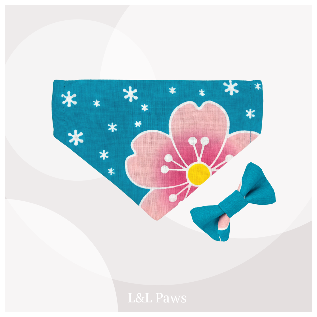 Sakura 桜 - Blue 青 - Bandana & Eco Bowtie Set  バンダナ＆エコ蝶ネクタイ